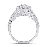 14kt White Gold Round Diamond Halo Bridal Wedding Engagement Ring 1-1/5 Cttw