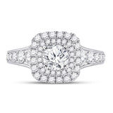 14kt White Gold Round Diamond Halo Bridal Wedding Engagement Ring 1-3/4 Cttw