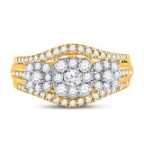 10kt Yellow Gold Womens Round Diamond Cluster 3-stone Ring 1 Cttw