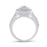 14kt White Gold Round Diamond Bridal Wedding Ring Band Set 1-1/2 Cttw