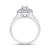 14kt White Gold Round Diamond Halo Bridal Wedding Engagement Ring 1 Cttw