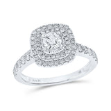 14kt White Gold Round Diamond Halo Bridal Wedding Engagement Ring 1 Cttw