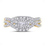 14kt Yellow Gold Princess Diamond Bridal Wedding Ring Band Set 1/2 Cttw