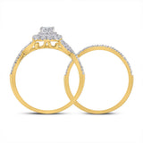 14kt Yellow Gold Princess Diamond Bridal Wedding Ring Band Set 1/2 Cttw