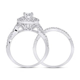 14kt White Gold Princess Diamond Bridal Wedding Ring Band Set 1 Cttw