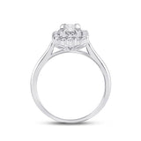 10kt White Gold Princess Diamond Halo Bridal Wedding Engagement Ring 1/2 Cttw