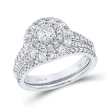 14kt White Gold Round Diamond Bridal Wedding Ring Band Set 1 Cttw