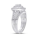 14kt White Gold Round Diamond Bridal Wedding Ring Band Set 1 Cttw