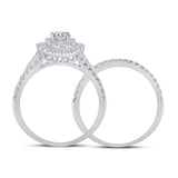 14kt White Gold Round Diamond Bridal Wedding Ring Band Set 1 Cttw