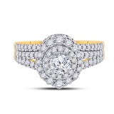 14kt Yellow Gold Round Diamond Bridal Wedding Ring Band Set 1 Cttw