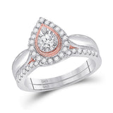 10kt Two-tone Gold Round Diamond Bridal Wedding Ring Band Set 1/2 Cttw