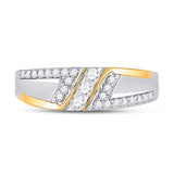 10kt Two-tone Gold Mens Round Diamond 3-stone Wedding Ring 1/2 Cttw