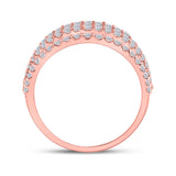 14kt Rose Gold Womens Baguette Diamond Modern Cocktail Band Ring 1 Cttw
