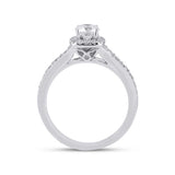 14kt White Gold Round Diamond Halo Bridal Wedding Ring Band Set 1-1/4 Cttw
