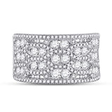 14kt White Gold Womens Round Diamond Right Hand Cocktail Ring 1-3/4 Cttw