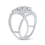 14kt White Gold Womens Baguette Diamond Modern Fashion Ring 3/4 Cttw