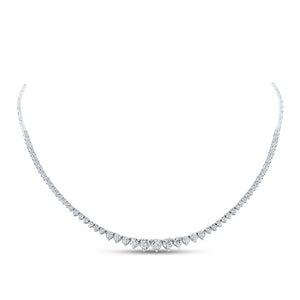 14kt White Gold Womens Round Diamond Graduated Cocktail Necklace 4-1/2 Cttw