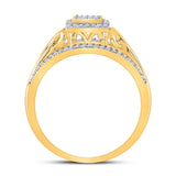 10kt Yellow Gold Womens Round Diamond Square Ring 1/4 Cttw