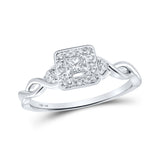 14kt White Gold Womens Princess Diamond Square Promise Ring 1/5 Cttw