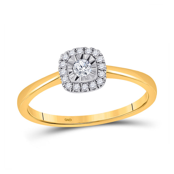 10kt Yellow Gold Womens Round Diamond Square Ring 1/6 Cttw