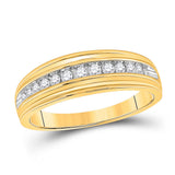 14kt Yellow Gold His Hers Round Diamond Square Matching Wedding Set 1 Cttw