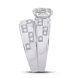 14kt White Gold His Hers Round Diamond Cluster Matching Wedding Set 1 Cttw