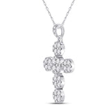 14kt White Gold Womens Round Diamond Cluster Cross Pendant 1-1/3 Cttw