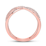 10kt Rose Gold Womens Round Diamond Crossover Fashion Ring 1/3 Cttw