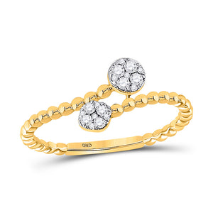 10kt Yellow Gold Womens Round Diamond Bypass Stackable Band Ring 1/8 Cttw