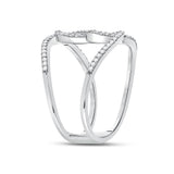 10kt White Gold Womens Round Diamond Negative Space Infinity Ring 1/4 Cttw