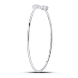 10kt White Gold Womens Round Diamond Arrow Bangle Bracelet 1/10 Cttw