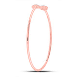 10kt Rose Gold Womens Round Diamond Arrow Bangle Bracelet 1/10 Cttw