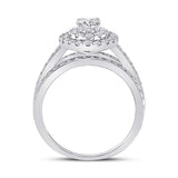 14kt White Gold Oval Diamond Halo Bridal Wedding Engagement Ring 1-7/8 Cttw