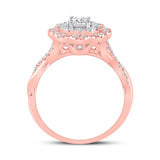 14kt Rose Gold Round Diamond Halo Bridal Wedding Engagement Ring 7/8 Cttw