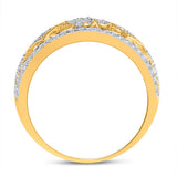 14kt Yellow Gold Womens Round Diamond Clover Square Band Ring 5/8 Cttw