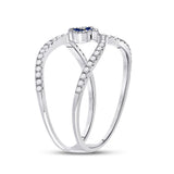 14kt White Gold Womens Round Blue Sapphire Clover Fashion Ring 3/8 Cttw
