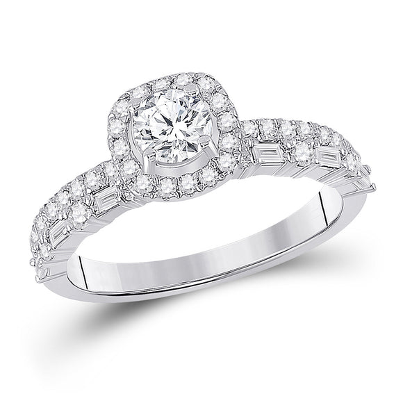 14kt White Gold Round Diamond Halo Bridal Wedding Engagement Ring 1 Cttw