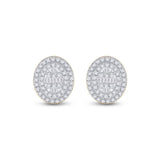 10kt Yellow Gold Womens Baguette Diamond Oval Cluster Earrings 3/8 Cttw