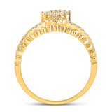 10kt Yellow Gold Womens Round Diamond Offset Square Fashion Ring 1/2 Cttw