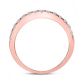 10kt Rose Gold Womens Round Diamond Wedding Single Row Band 1/2 Cttw