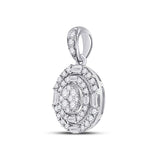 14kt White Gold Womens Round Diamond Circle Cluster Pendant 3/8 Cttw