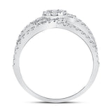 14kt White Gold Womens Round Diamond Negative Space Cluster Ring 3/4 Cttw