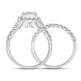 14kt White Gold Princess Diamond Bridal Wedding Ring Band Set 2 Cttw