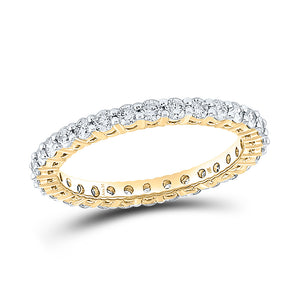 14kt Yellow Gold Womens Round Diamond Eternity Wedding Band 1 Cttw