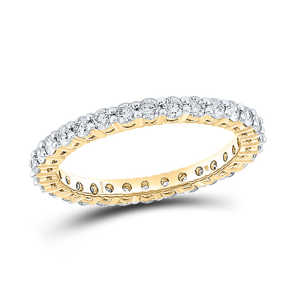 14kt Yellow Gold Womens Round Diamond Eternity Wedding Band 1 Cttw