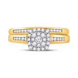 10kt Yellow Gold Round Diamond Bridal Wedding Ring Band Set 1/2 Cttw