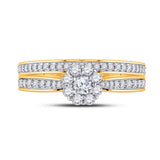 10kt Yellow Gold Round Diamond Bridal Wedding Ring Band Set 1/2 Cttw