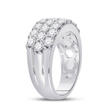 14kt White Gold Womens Round Diamond Triple Row Pave Band Ring 2 Cttw
