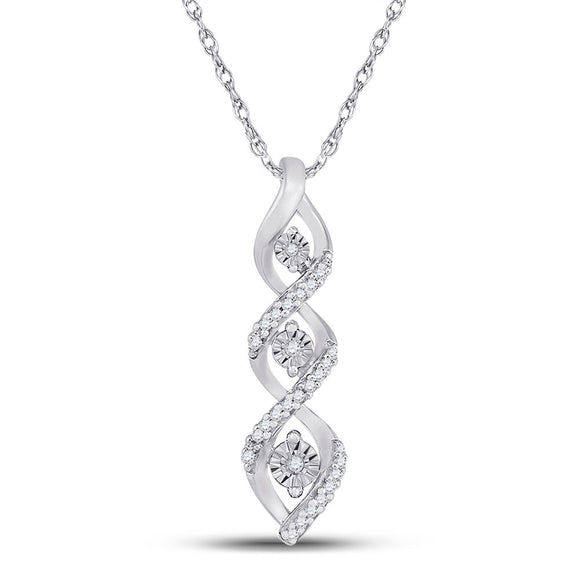 10kt White Gold Womens Round Diamond Twist Fashion Pendant 1/10 Cttw