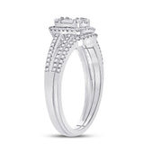 14kt White Gold Baguette Diamond Bridal Wedding Ring Band Set 1/2 Cttw